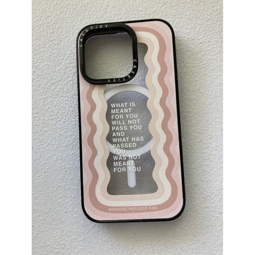 CASETiFY Mirrors Reflect You iPhone 13 Pro Case MagSafe Clear Cream Beige Wavy